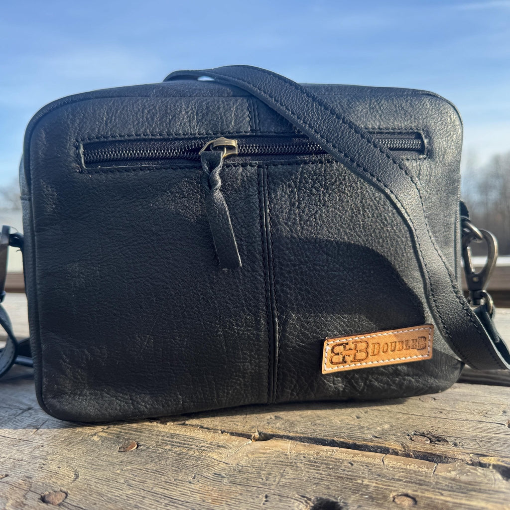 Black and Turquoise Saddle Ridge Tooled Leather Western Crossbody Bag by Double B Wild Rags - Rooted & Reckless Co.