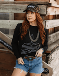 Black Boot Stitch Graphic Sweatshirt - Rooted & Reckless Co.