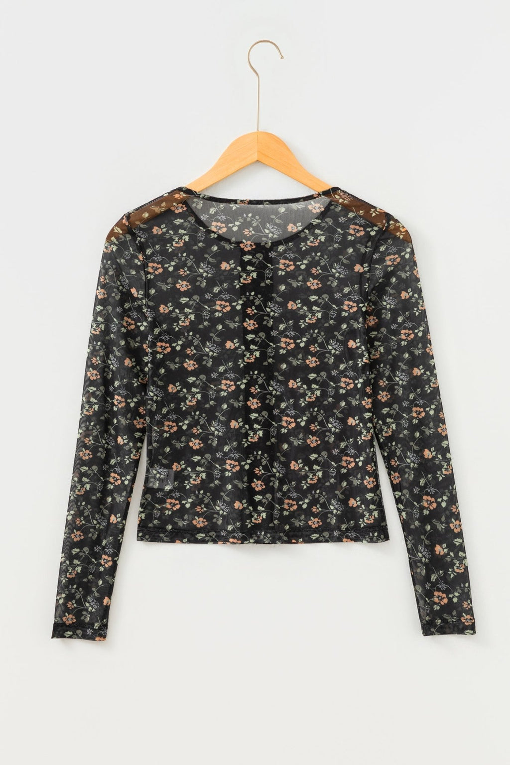 Black Floral Print Mesh Tank Button Front Slim Cardigan 2pcs Set - Rooted & Reckless Co.