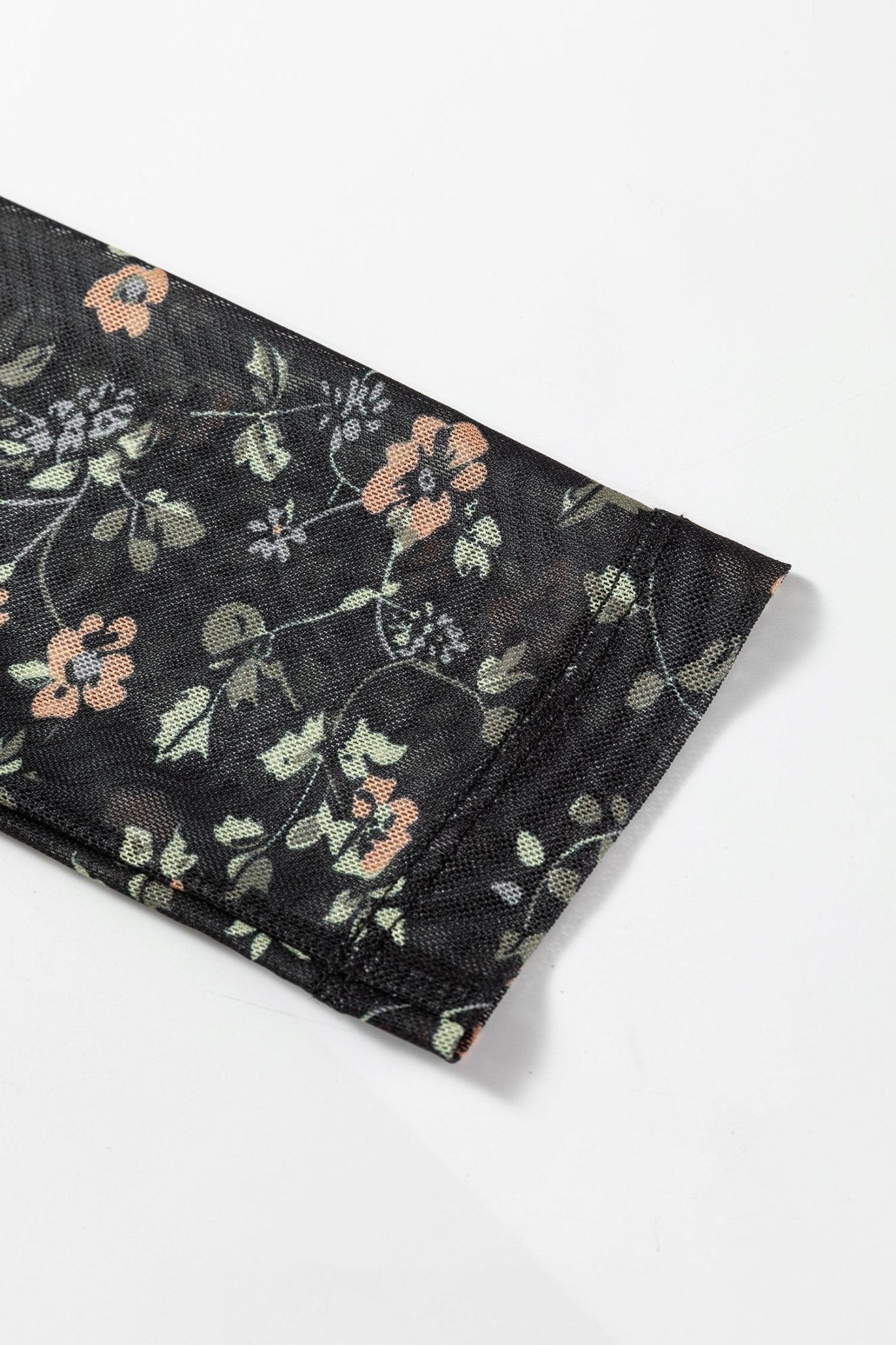 Black Floral Print Mesh Tank Button Front Slim Cardigan 2pcs Set - Rooted & Reckless Co.