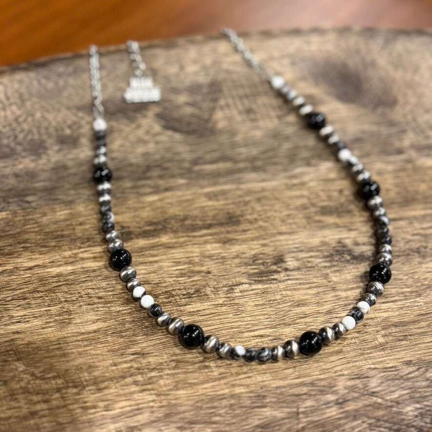 Black Onyx Eclipse Beaded Necklace - Rooted & Reckless Co.