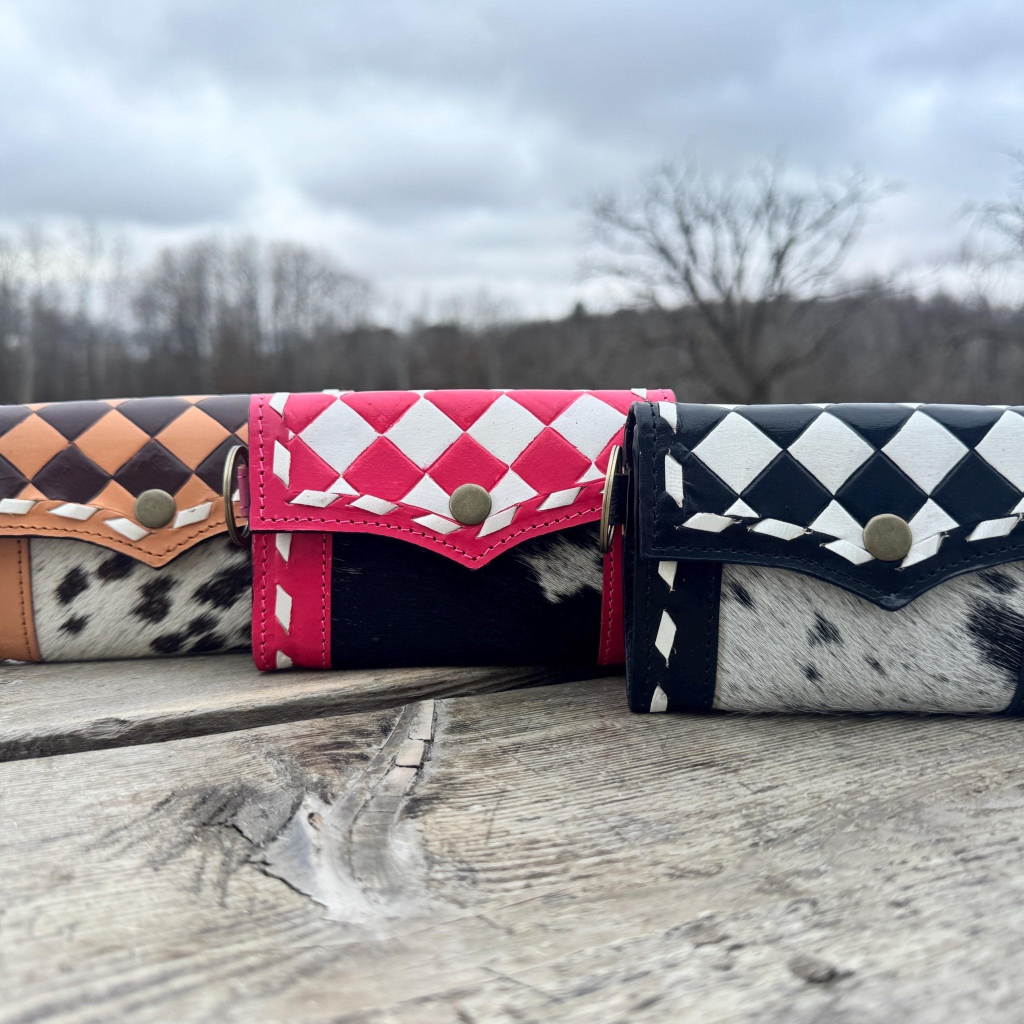 Black Pink or Brown Checkered Small Wallet by Double B Wild Rags - Rooted & Reckless Co.