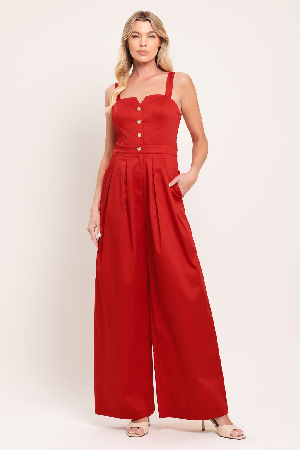BLACK TIE ROMANCE WOVEN JUMPSUIT - Rooted & Reckless Co.
