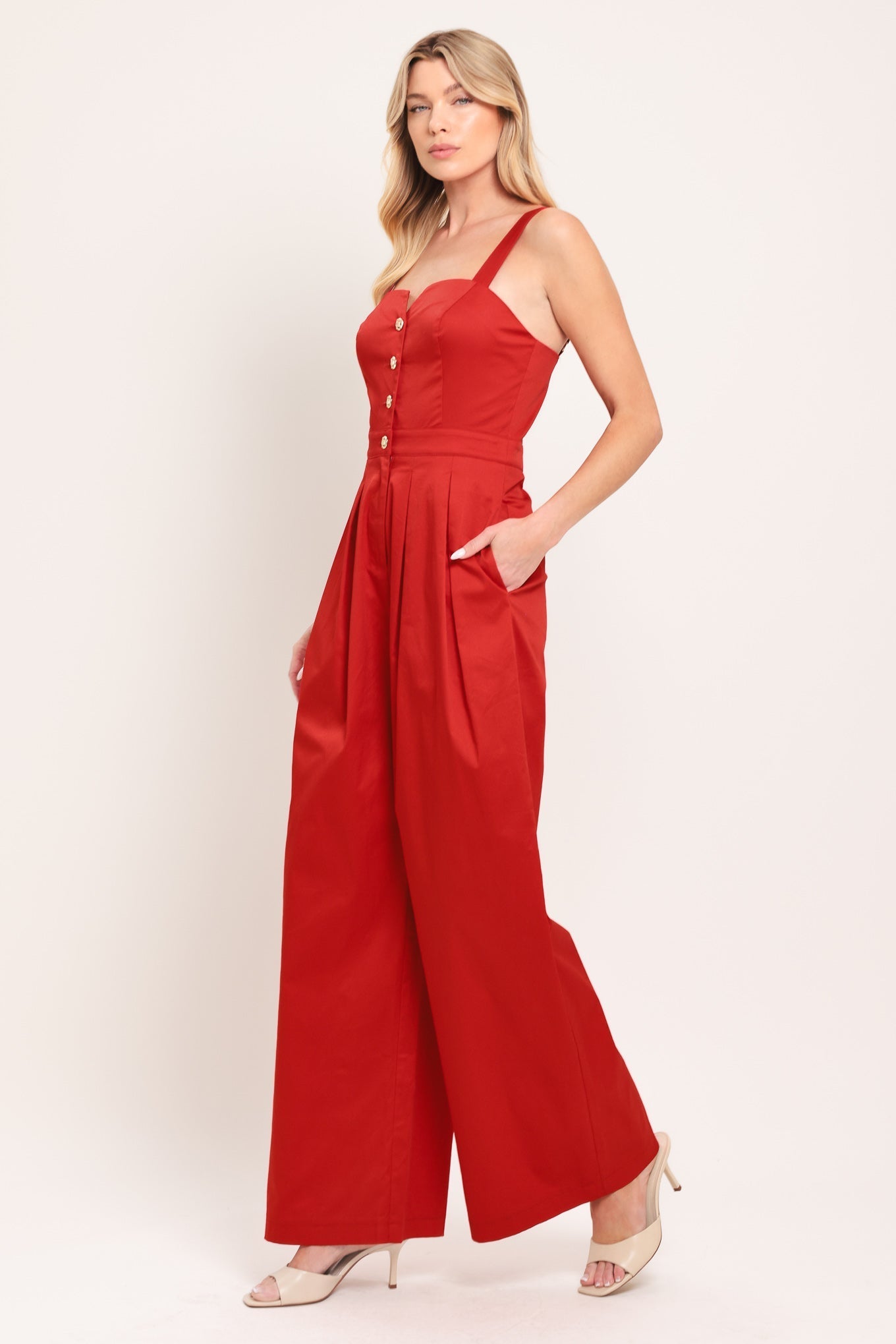 BLACK TIE ROMANCE WOVEN JUMPSUIT - Rooted & Reckless Co.