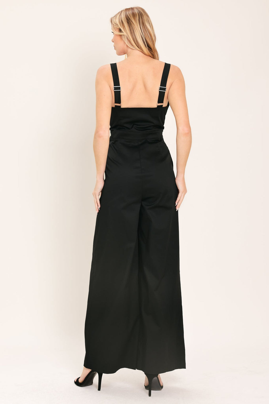 BLACK TIE ROMANCE WOVEN JUMPSUIT - Rooted & Reckless Co.