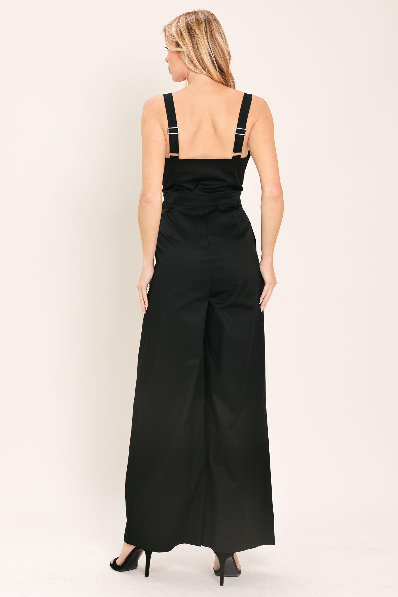BLACK TIE ROMANCE WOVEN JUMPSUIT - Rooted & Reckless Co.