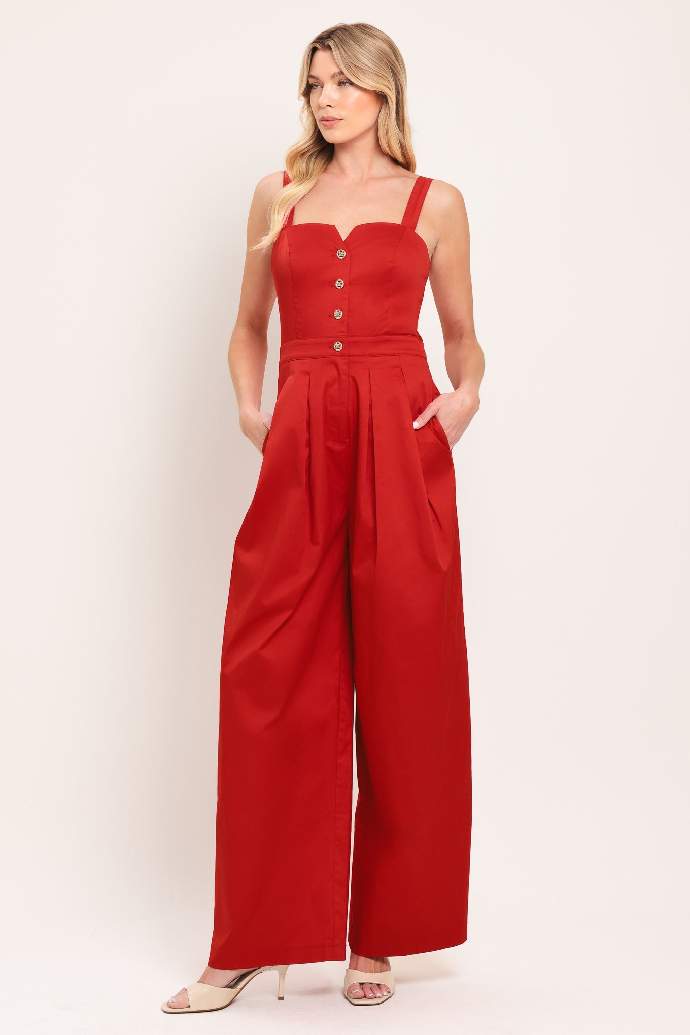 BLACK TIE ROMANCE WOVEN JUMPSUIT - Rooted & Reckless Co.