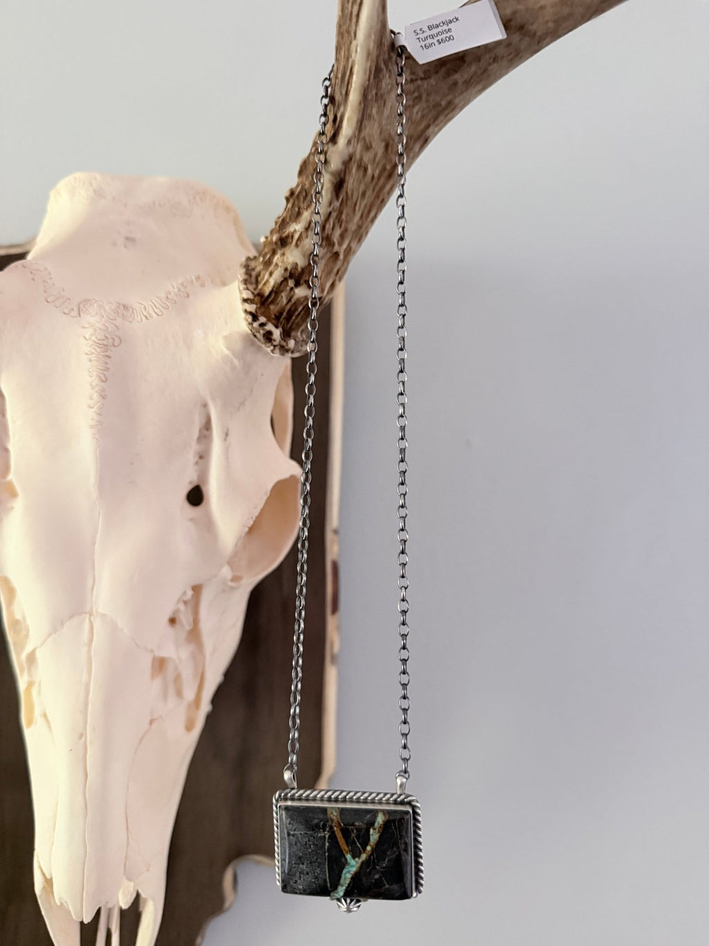 Blackjack Sterling Silver Necklace Native Made By Johnny Dixon - Rooted & Reckless Co.