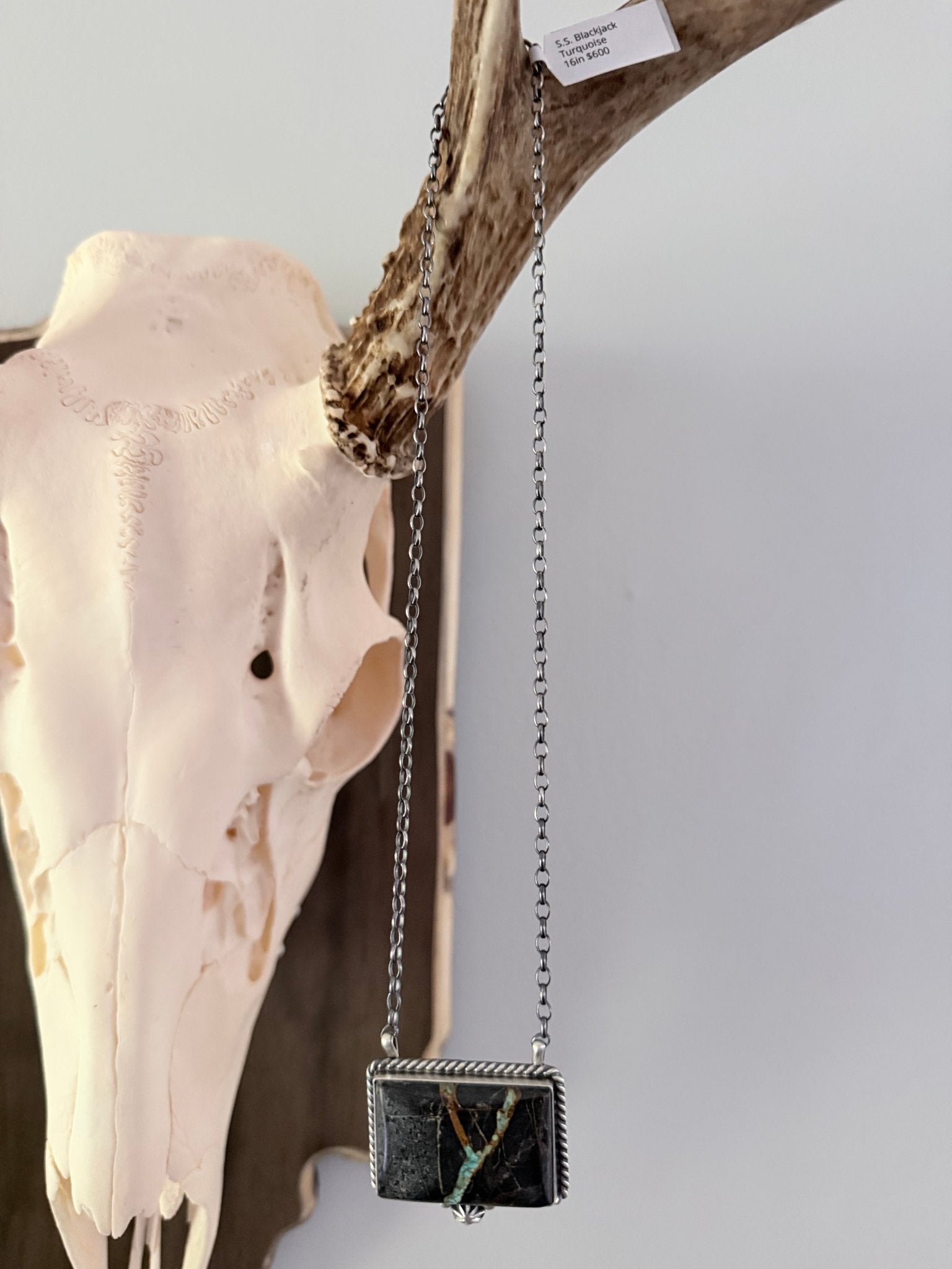 Blackjack Sterling Silver Necklace Native Made By Johnny Dixon - Rooted & Reckless Co.