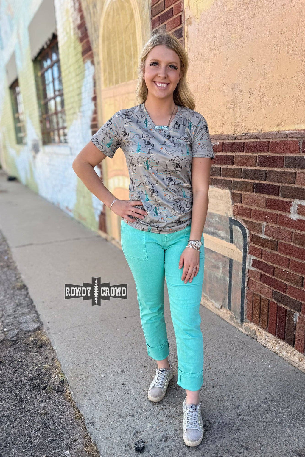 "Blooming Desert" Western Graphic Tee — 95% Polyester Stretch Fit by Rowdy Crowd Clothing - Rooted & Reckless Co.