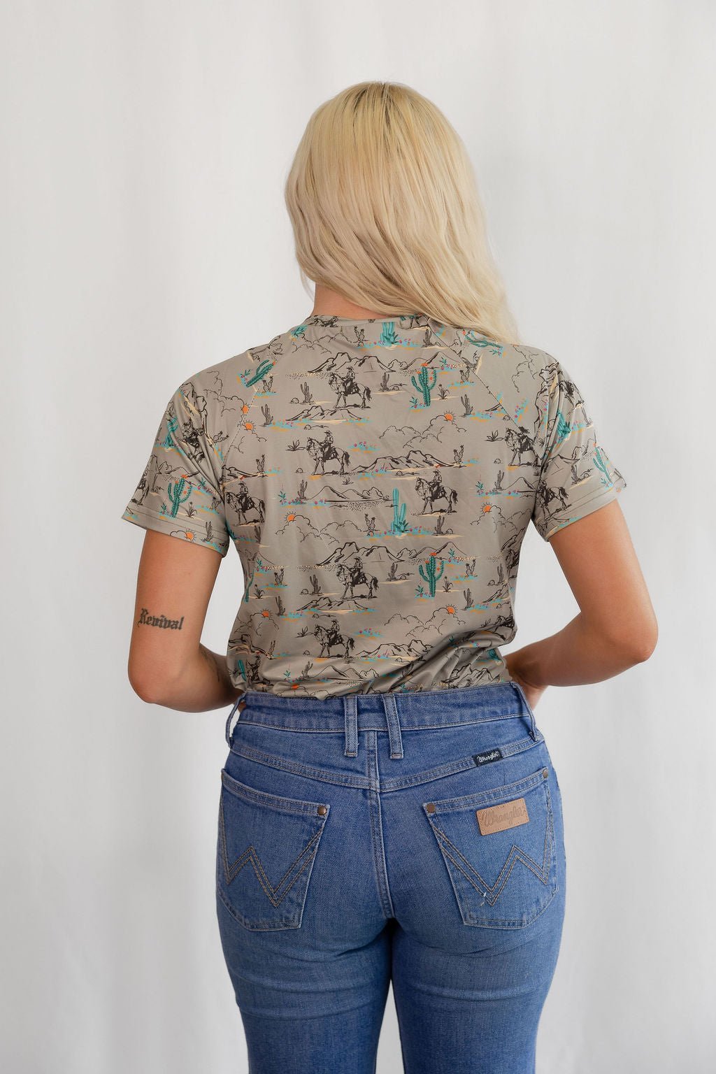"Blooming Desert" Western Graphic Tee — 95% Polyester Stretch Fit by Rowdy Crowd Clothing - Rooted & Reckless Co.