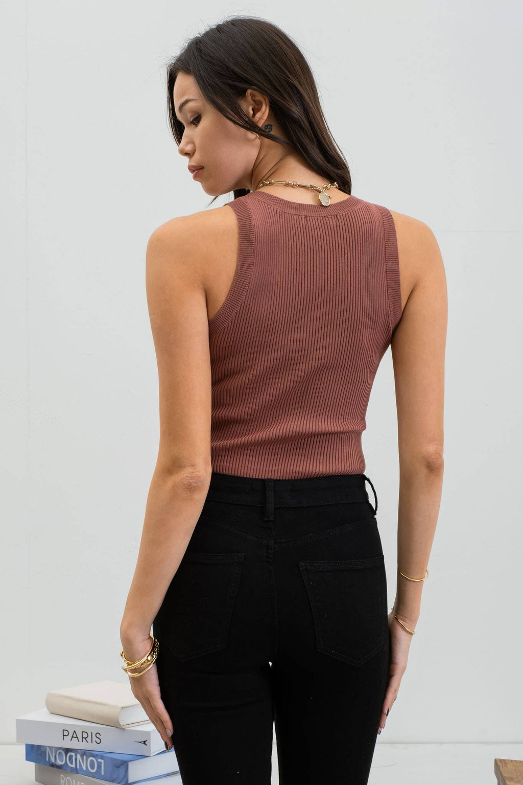 Blu Pepper Round Neck Sweater Knit Western Tank Top — Sleeveless Ribbed Transition Piece (3 Colors) - Rooted & Reckless Co.