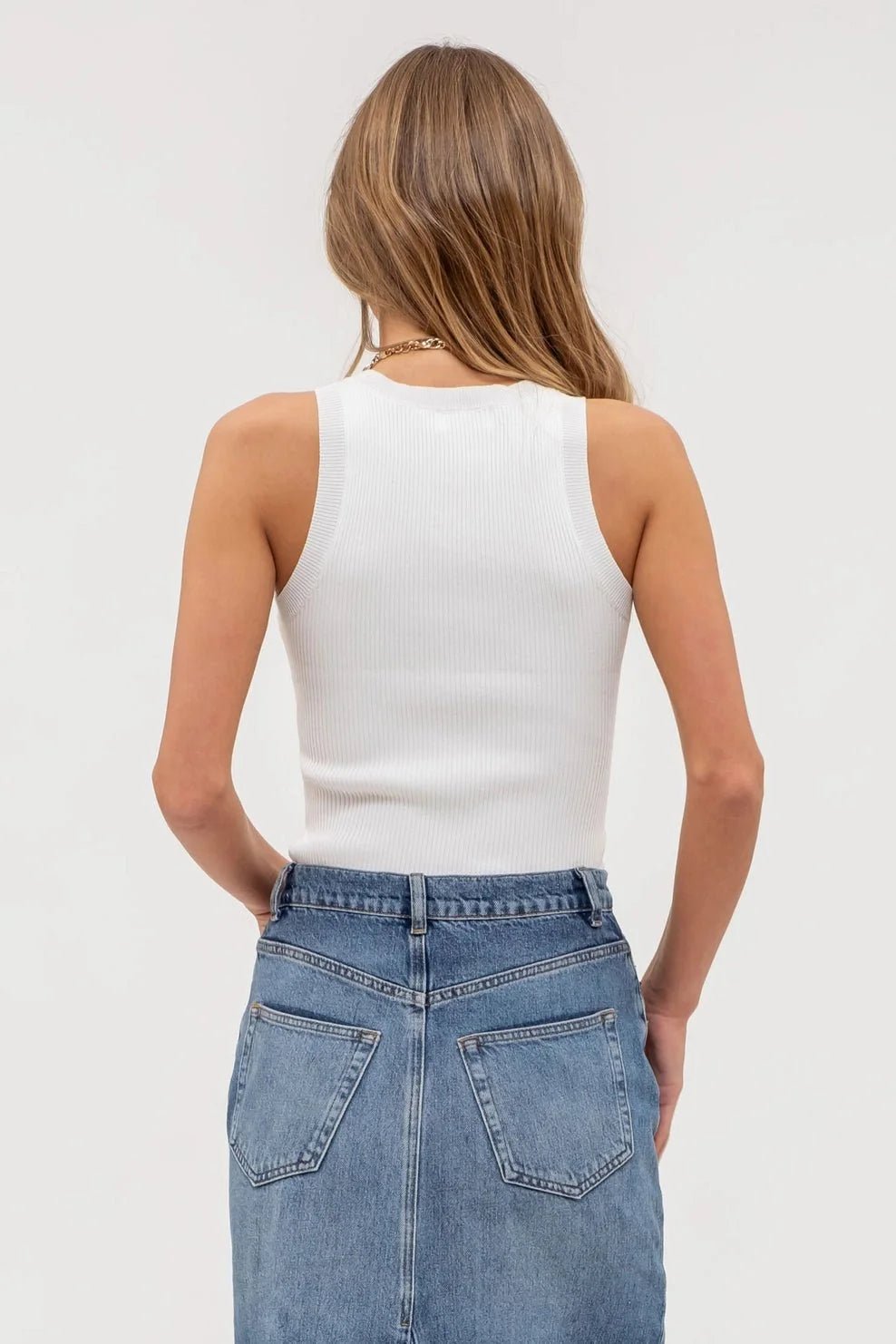 Blu Pepper Round Neck Sweater Knit Western Tank Top — Sleeveless Ribbed Transition Piece (3 Colors) - Rooted & Reckless Co.