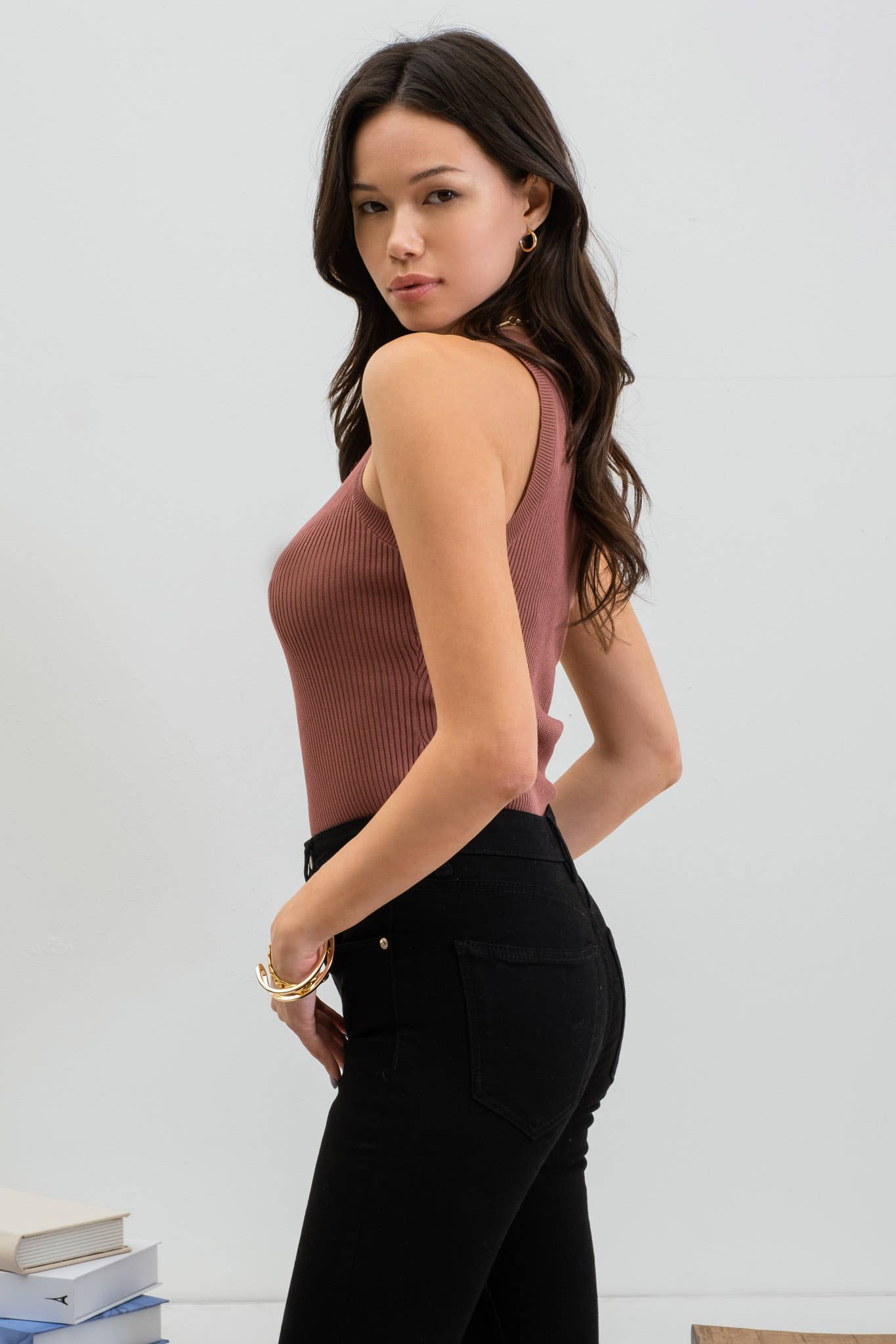 Blu Pepper Round Neck Sweater Knit Western Tank Top — Sleeveless Ribbed Transition Piece (3 Colors) - Rooted & Reckless Co.