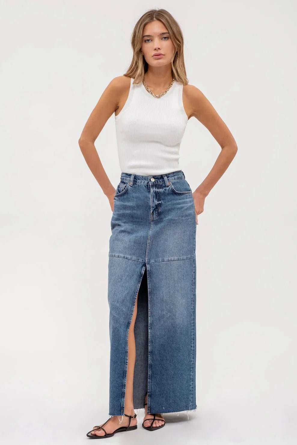 Blu Pepper Round Neck Sweater Knit Western Tank Top — Sleeveless Ribbed Transition Piece (3 Colors) - Rooted & Reckless Co.
