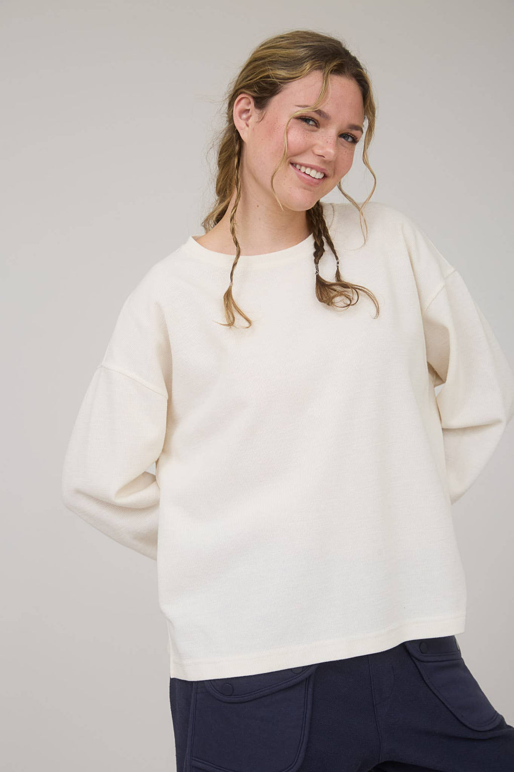 Blu Pepper "Round Up" Western Raw Edge Marled Knit Top — Soft Cotton Blend (Brown or Oatmeal) - Rooted & Reckless Co.