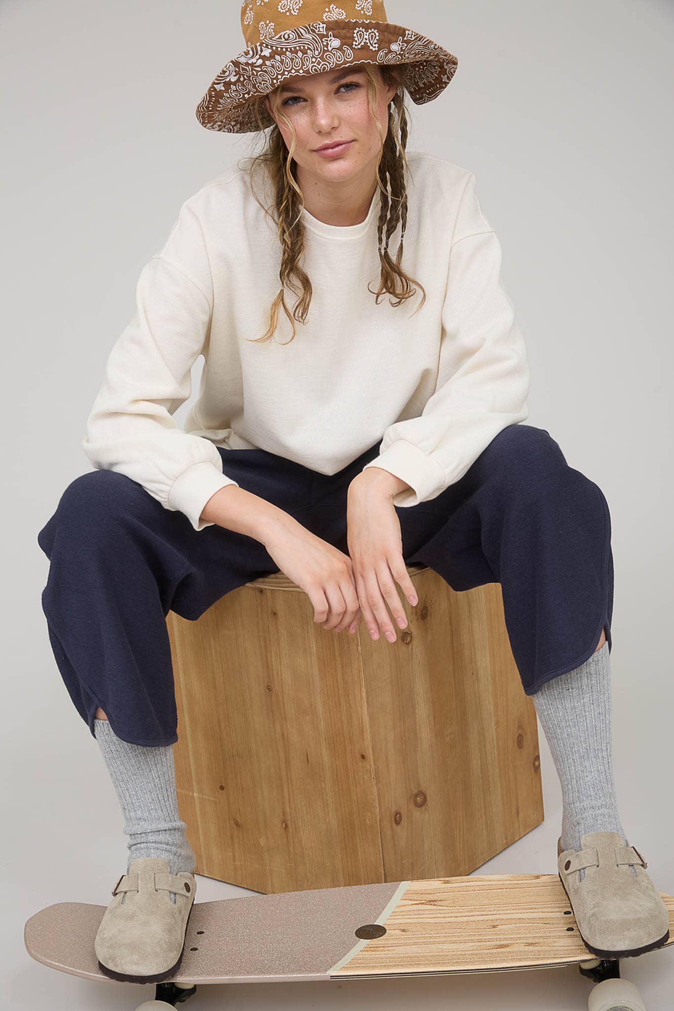 Blu Pepper "Round Up" Western Raw Edge Marled Knit Top — Soft Cotton Blend (Brown or Oatmeal) - Rooted & Reckless Co.