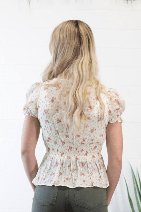 Blu Pepper "Salina" Western Crochet Lace Trim V-Neck Top — Red & Olive Floral Print - Rooted & Reckless Co.