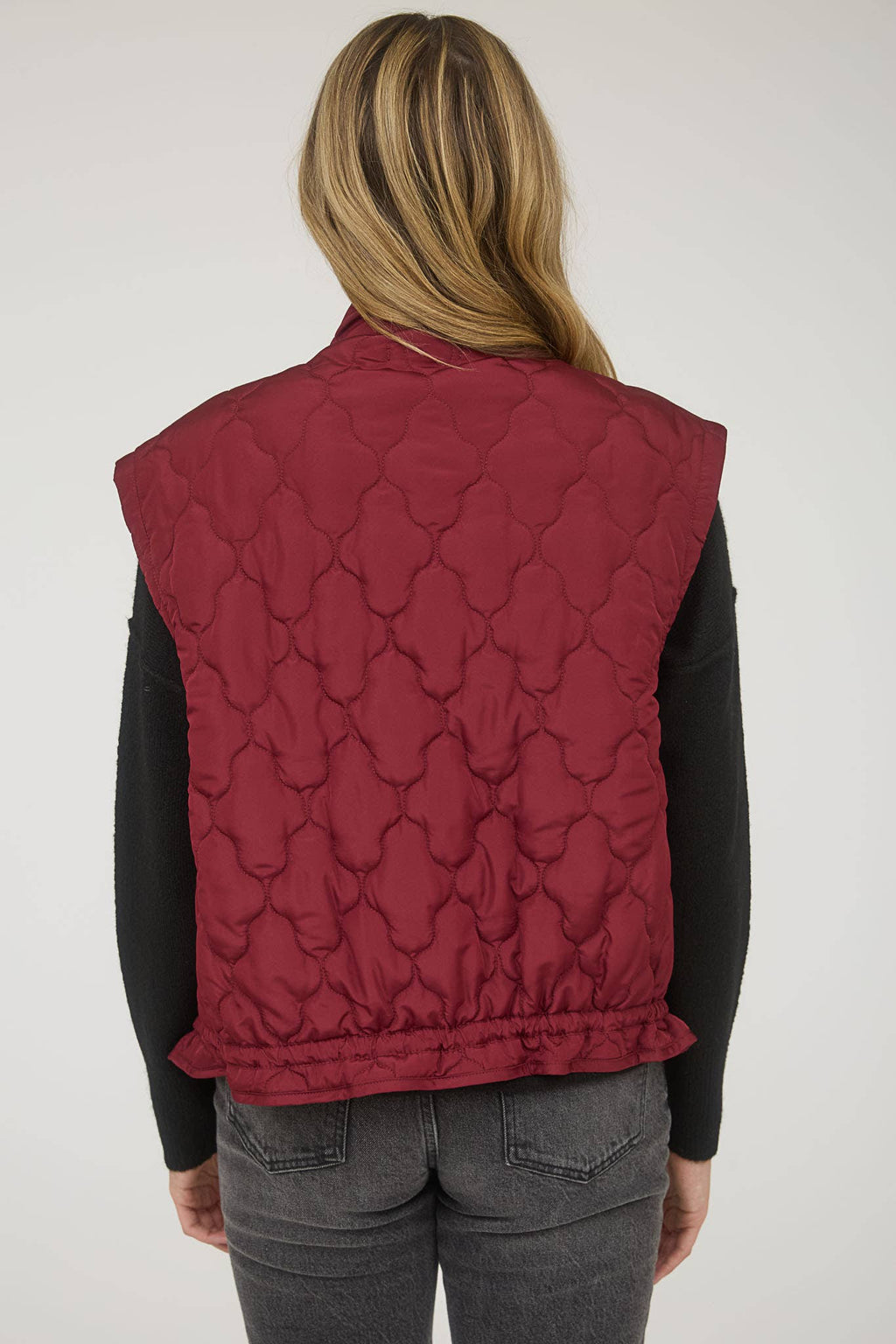 Blu Pepper Tie-Detail Snap-Button Quilted Puffer Western Vest — Mock Neckline, Functional Pockets, Multiple Colors - Rooted & Reckless Co.