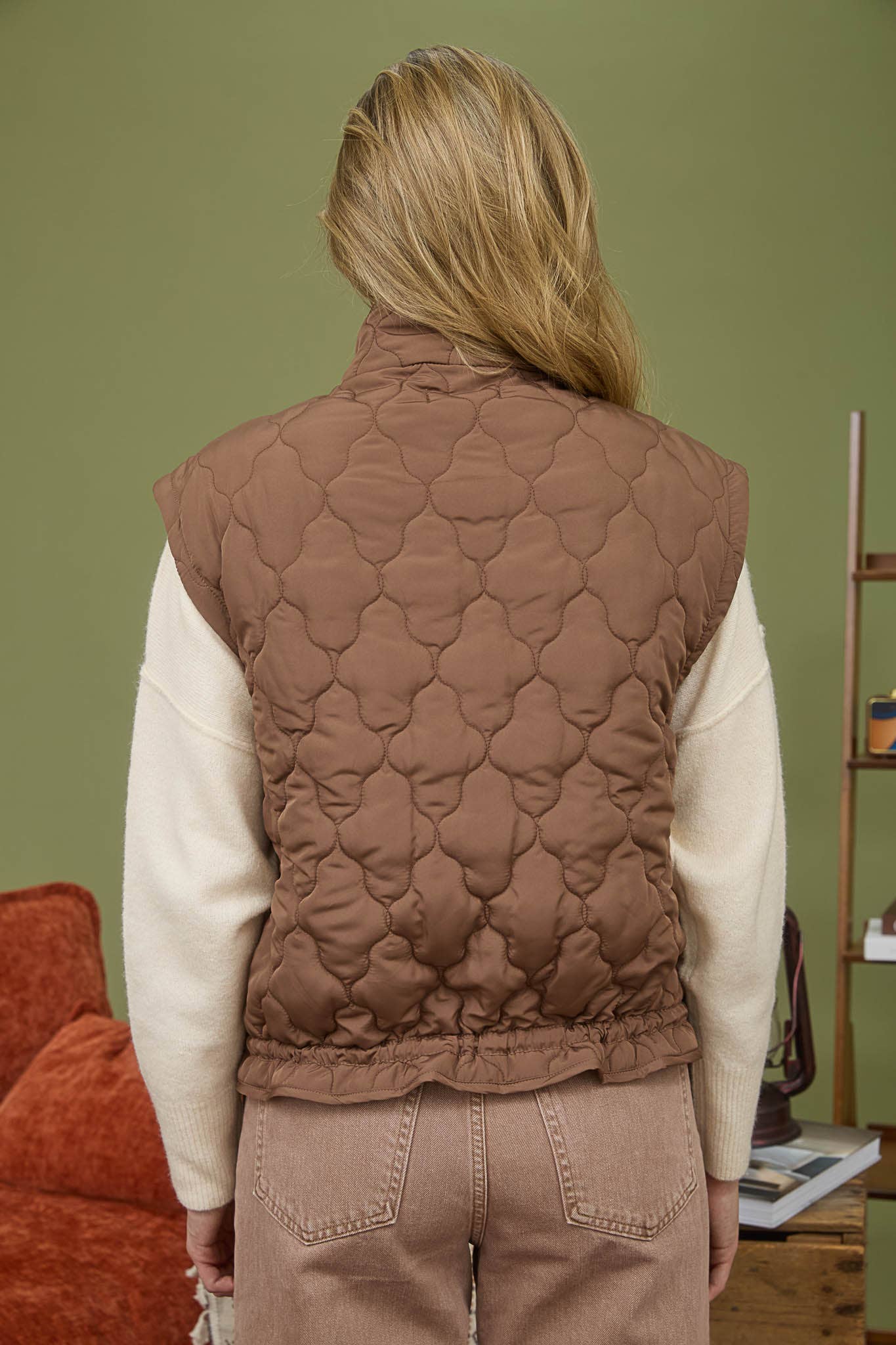 Blu Pepper Tie-Detail Snap-Button Quilted Puffer Western Vest — Mock Neckline, Functional Pockets, Multiple Colors - Rooted & Reckless Co.