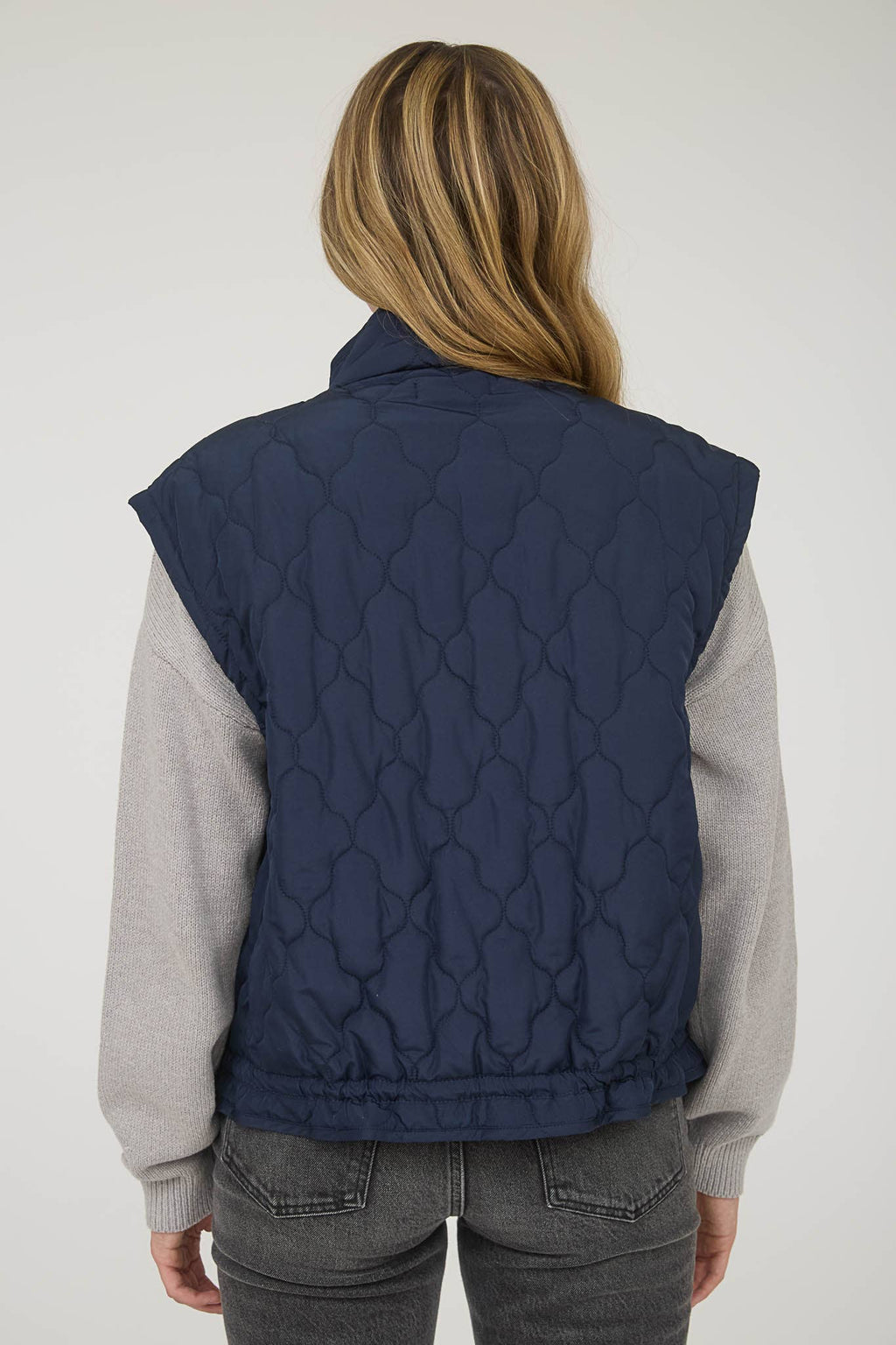 Blu Pepper Tie-Detail Snap-Button Quilted Puffer Western Vest — Mock Neckline, Functional Pockets, Multiple Colors - Rooted & Reckless Co.
