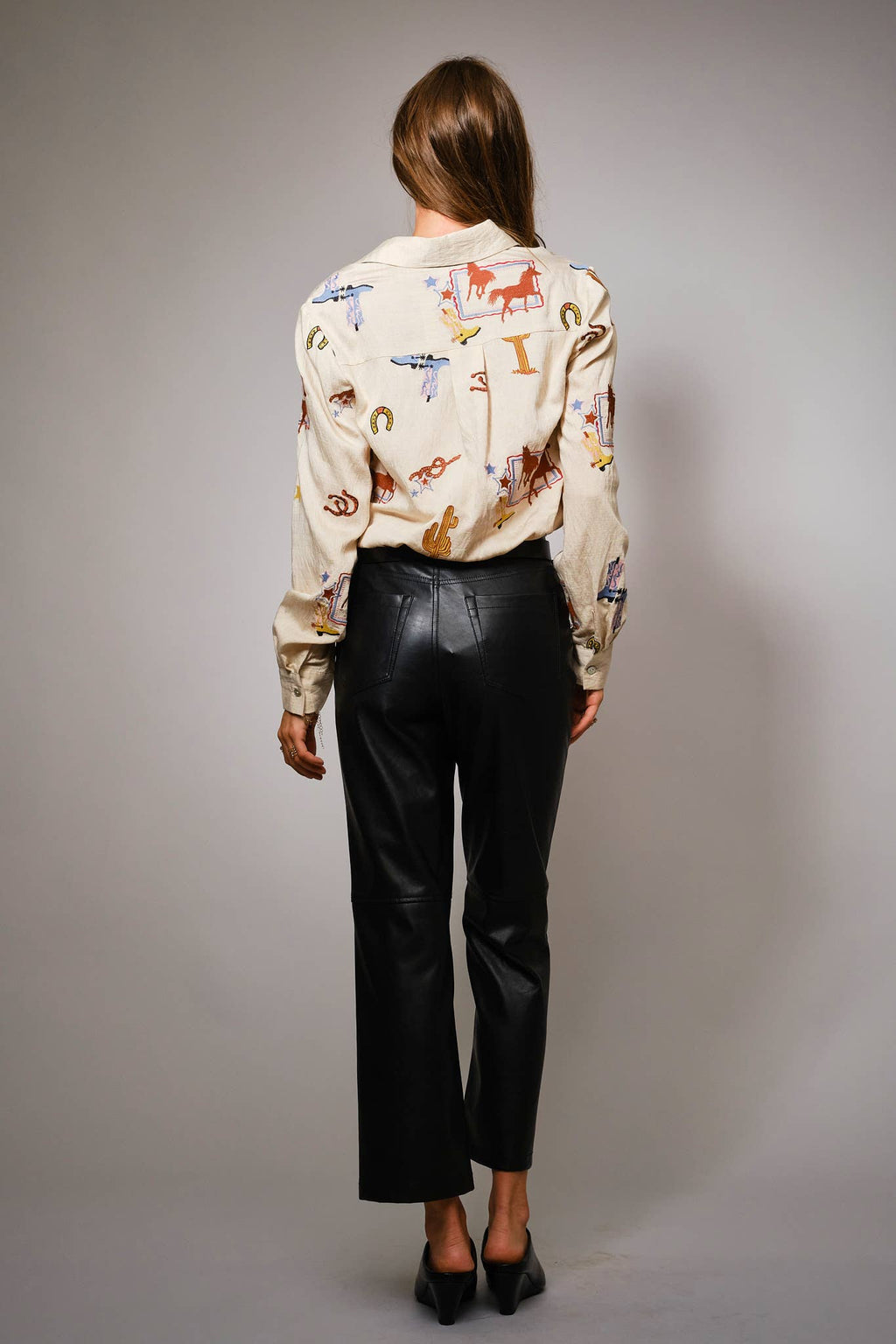 Blue B "She's Western" Embroidered Shirt — Horses, Cacti, Stars & Boots Western Embroidery - Rooted & Reckless Co.