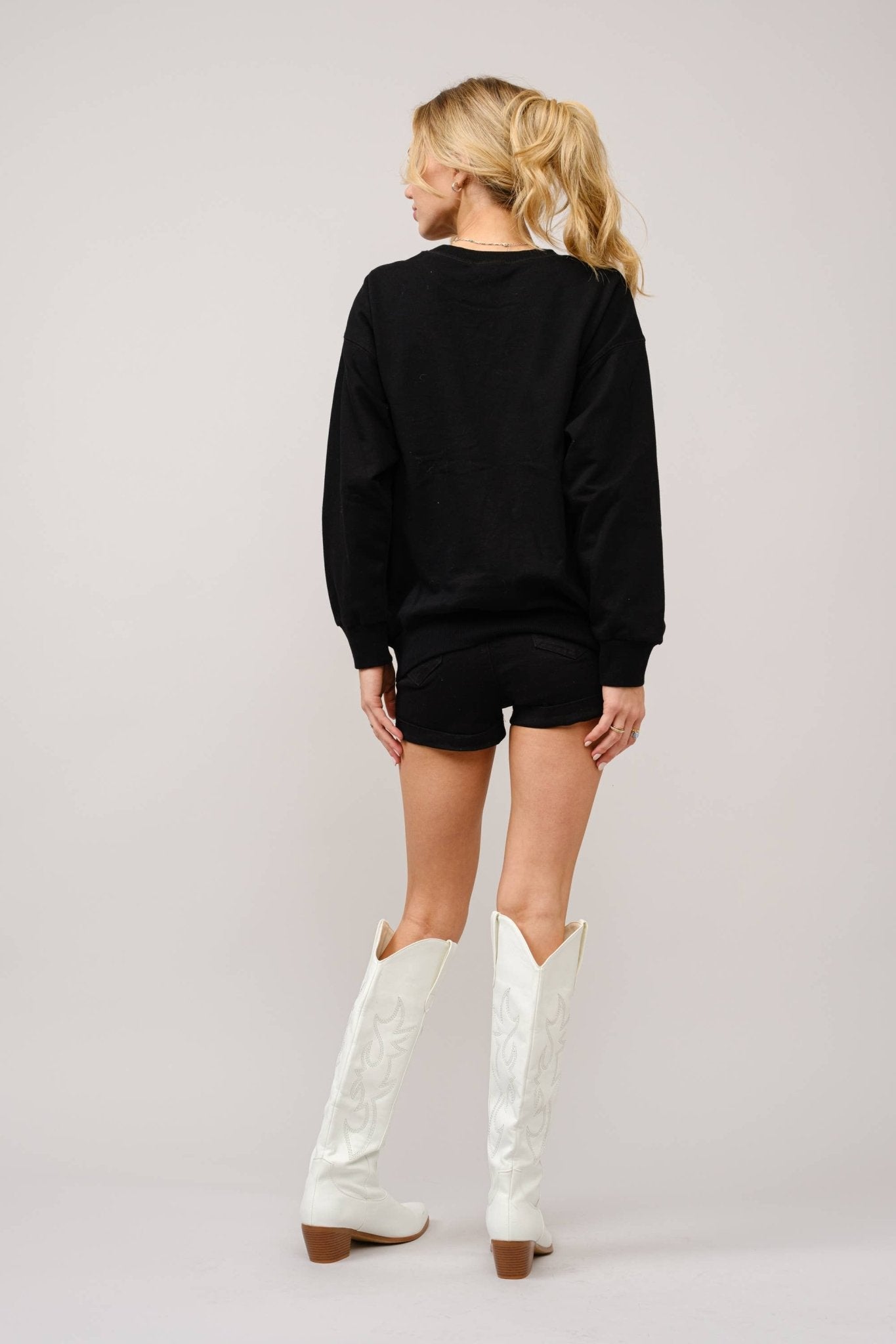 Blue B Western Bull Rider Embroidered Pullover Sweatshirt — 100% Cotton Rodeo Statement - Rooted & Reckless Co.