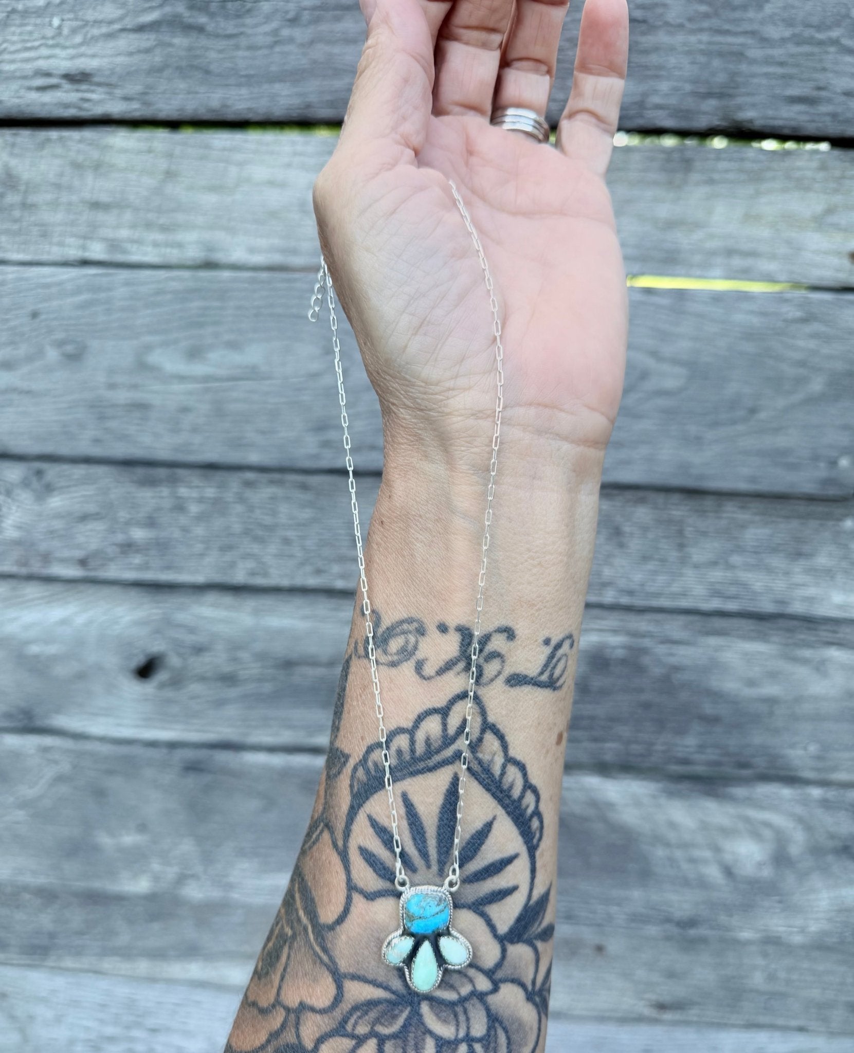 Blue Kingman and Paloma Sterling Silver Necklace - Rooted & Reckless Co.