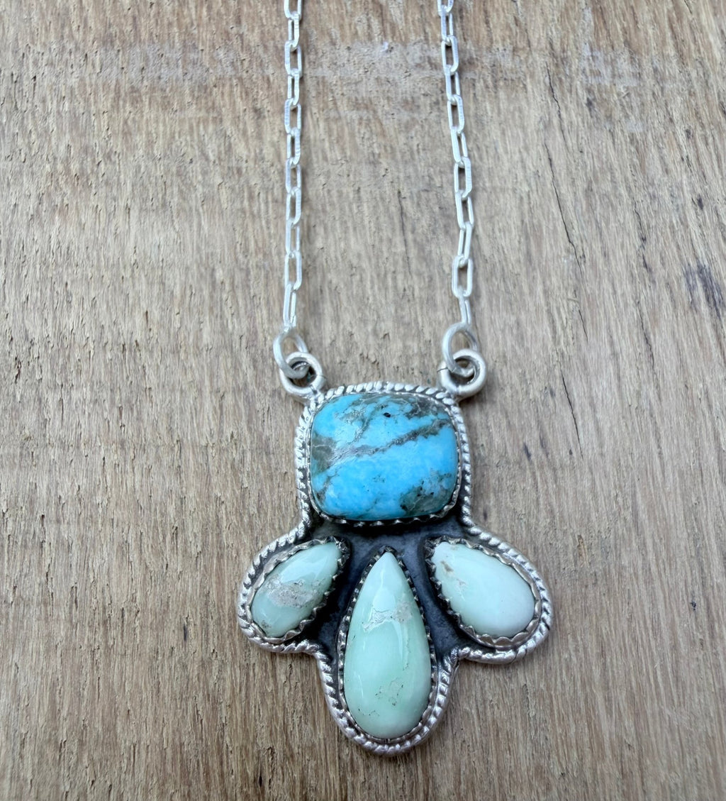 Blue Kingman and Paloma Sterling Silver Necklace - Rooted & Reckless Co.