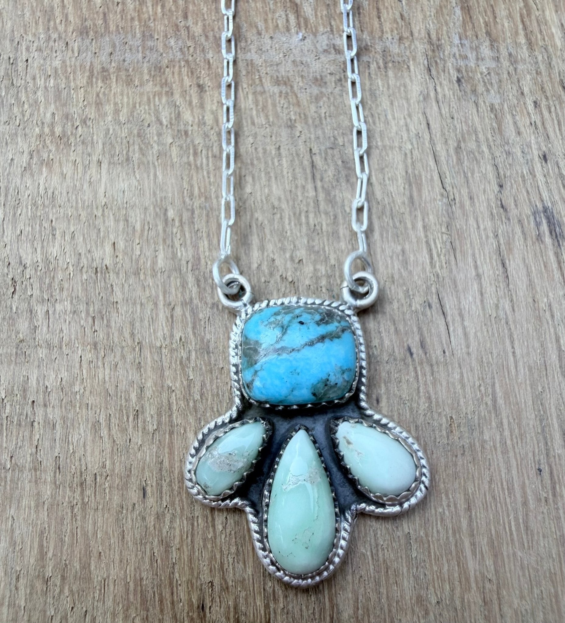 Blue Kingman and Paloma Sterling Silver Necklace - Rooted & Reckless Co.