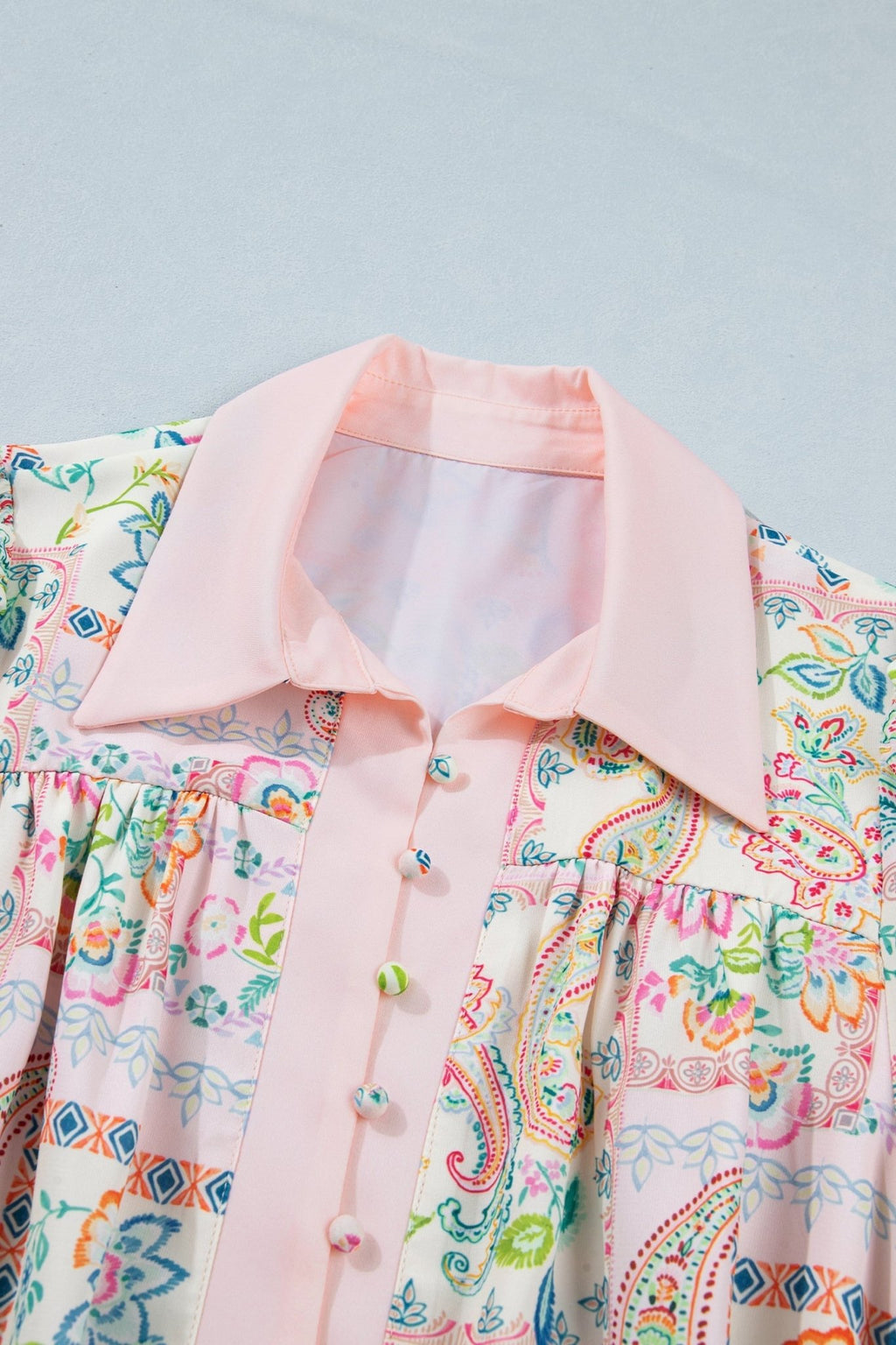Boho Floral Colorblock 3/4 Sleeve Belted Mini Dress - Rooted & Reckless Co.