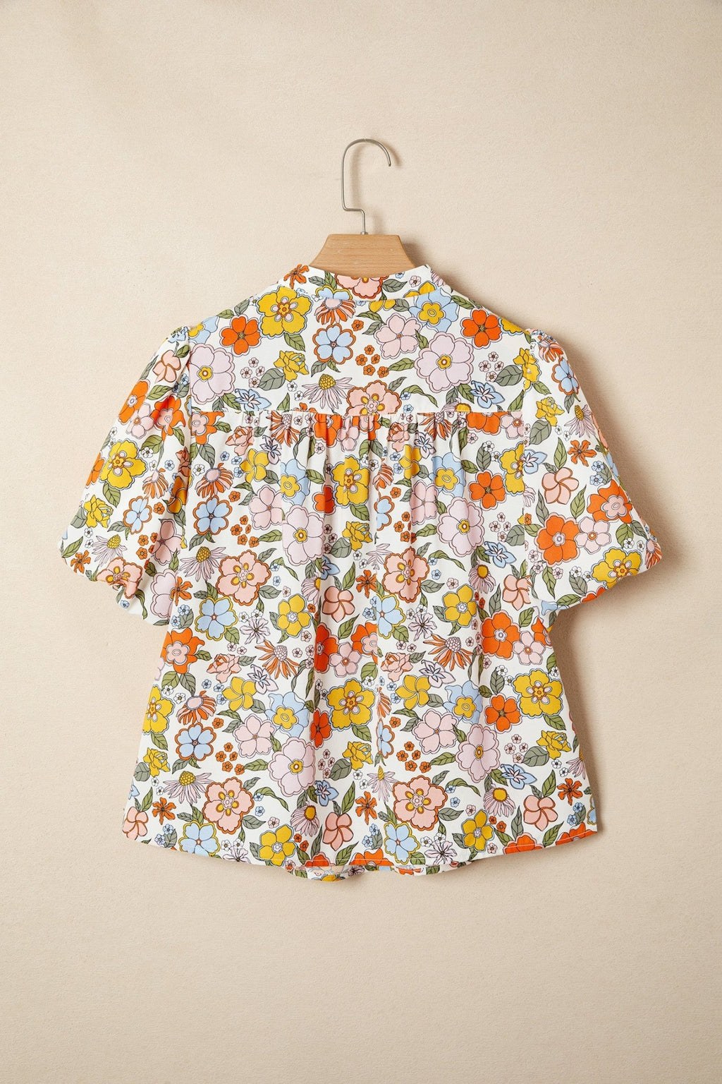 Boho Floral Crochet V-Neck Puff Sleeve Blouse - Rooted & Reckless Co.