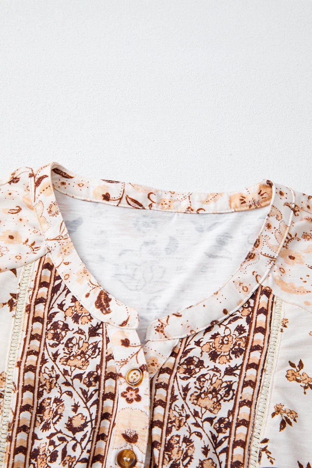 Boho Floral Half Placket Short Sleeve Blouse - Rooted & Reckless Co.