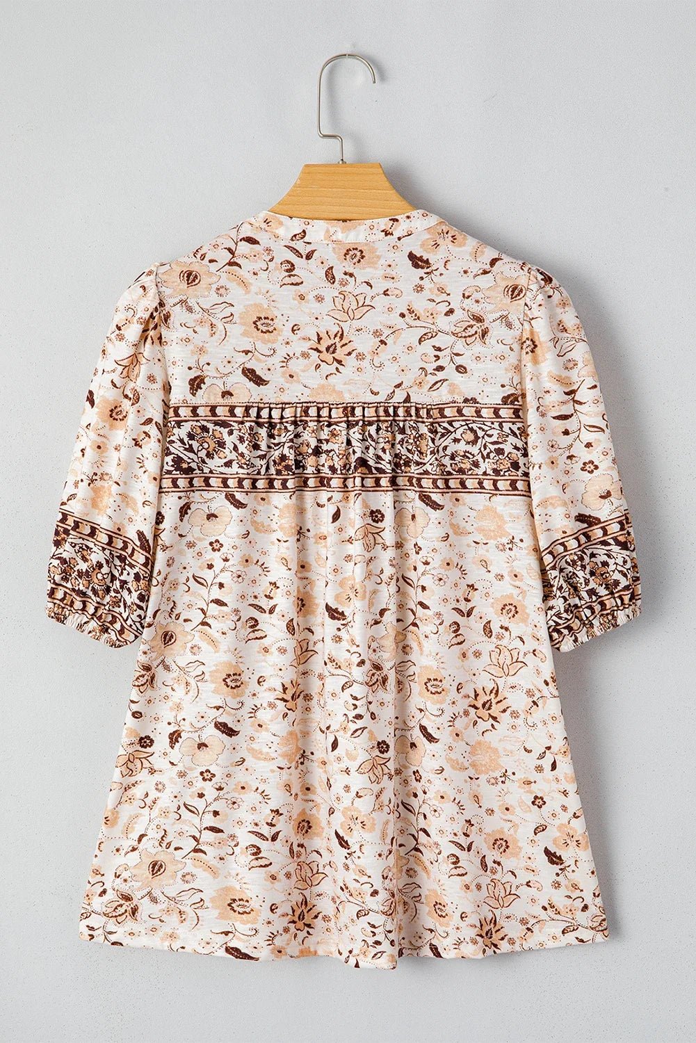 Boho Floral Half Placket Short Sleeve Blouse - Rooted & Reckless Co.