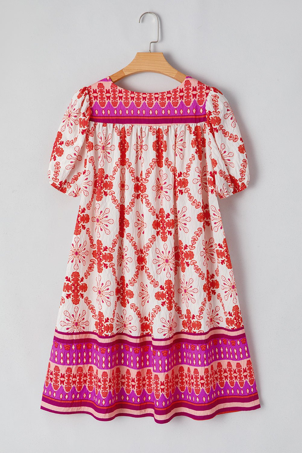Boho Floral Lace-Up V-Neck Mini Dress - Rooted & Reckless Co.