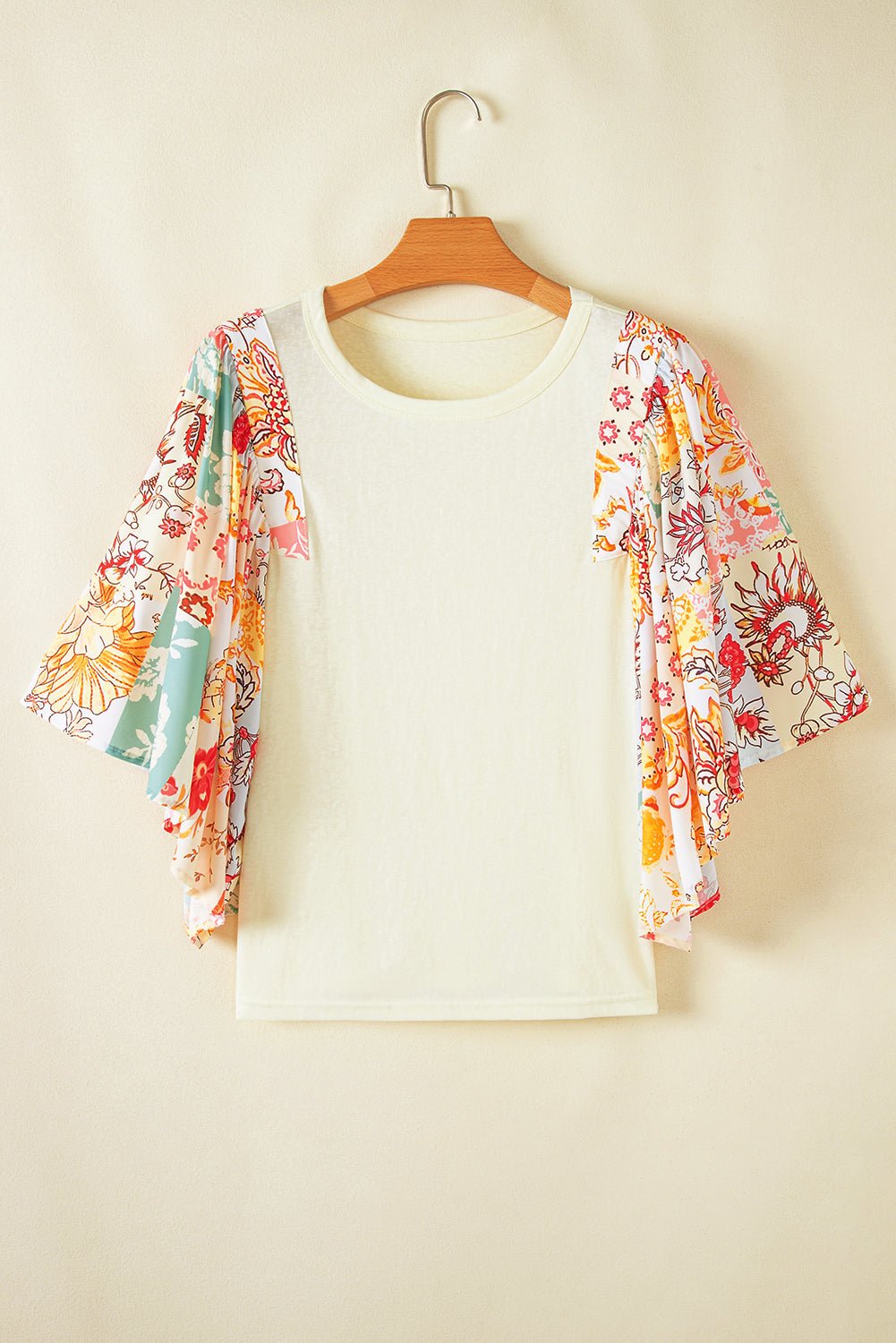 Boho Floral Patchwork Batwing Sleeve Blouse - Rooted & Reckless Co.