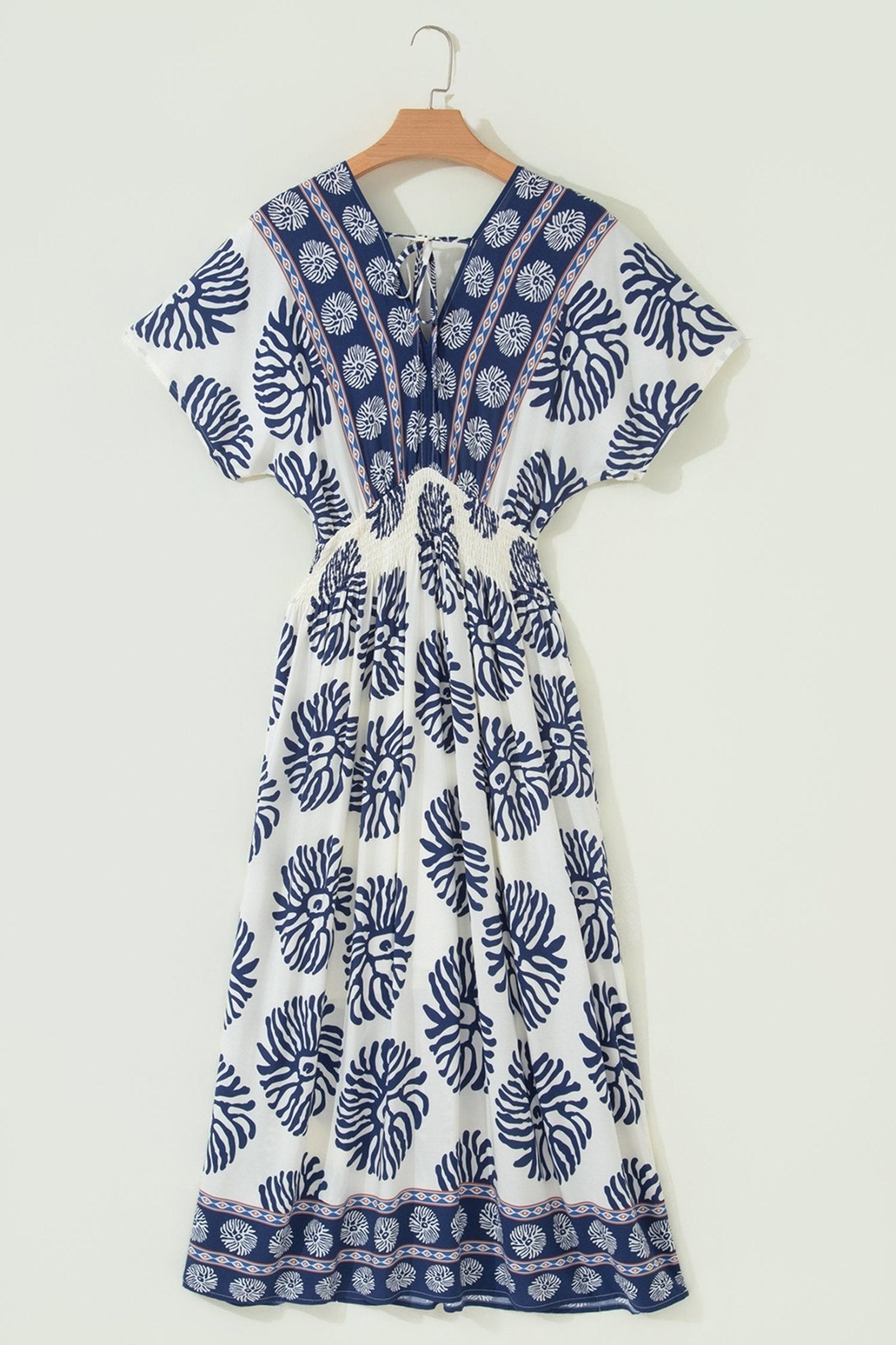 Boho Floral Patchwork V-Neck Dolman Maxi Dress - Rooted & Reckless Co.