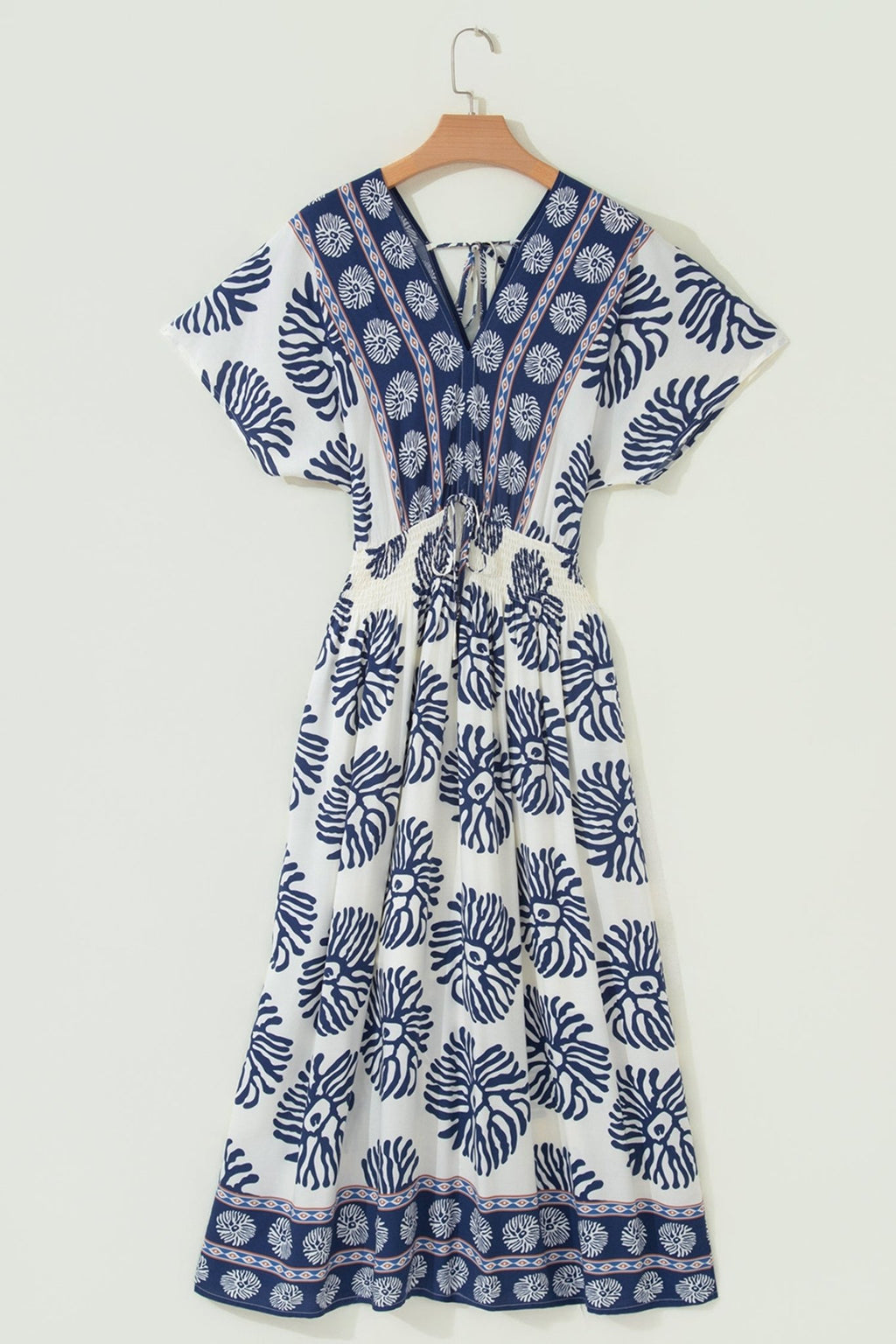 Boho Floral Patchwork V-Neck Dolman Maxi Dress - Rooted & Reckless Co.