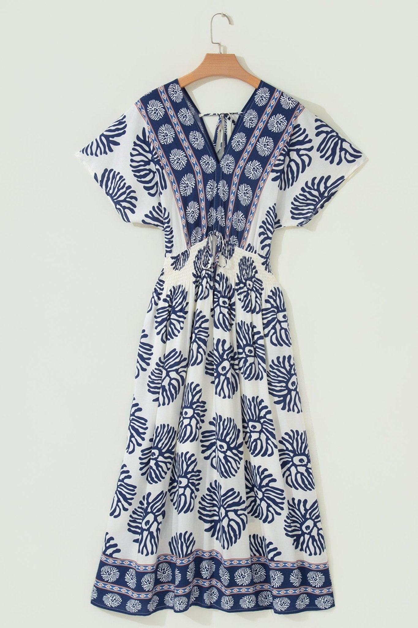 Boho Floral Patchwork V-Neck Dolman Maxi Dress - Rooted & Reckless Co.