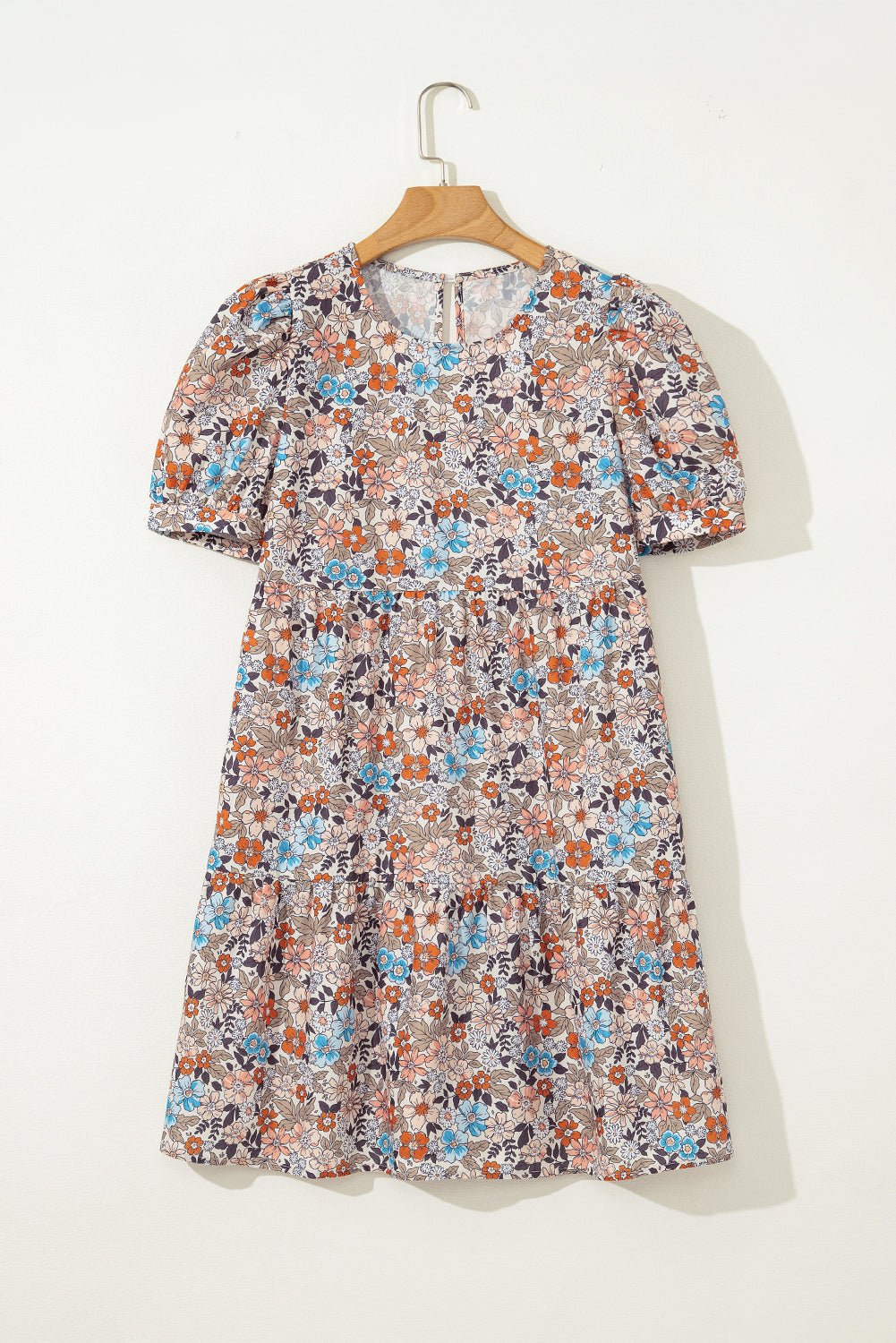 Boho Floral Short Puff Sleeve Mini Dress - Rooted & Reckless Co.
