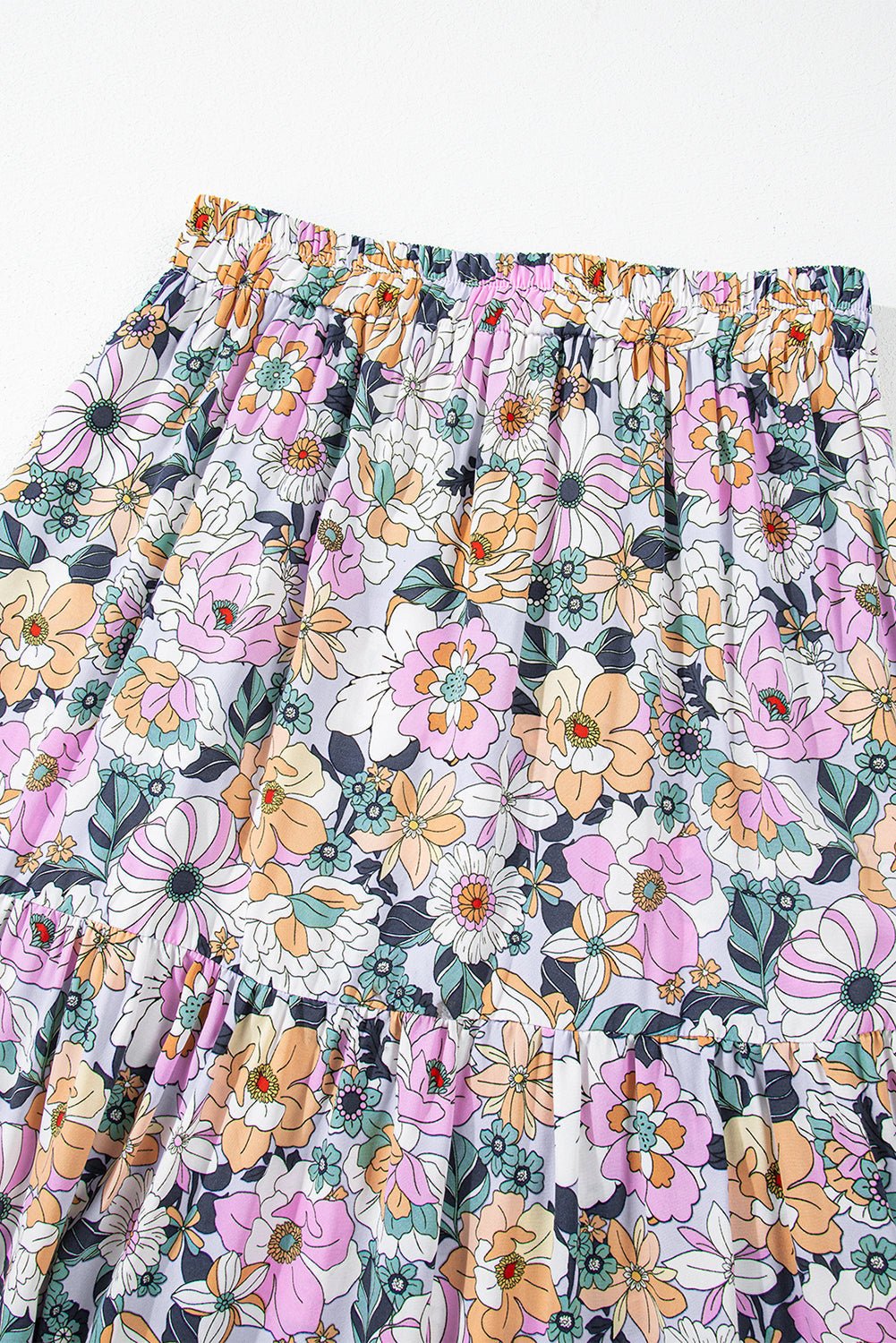 Boho Floral Side Slit Tiered Maxi Skirt - Rooted & Reckless Co.