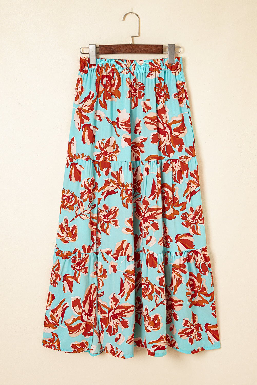 Boho Floral Side Slit Tiered Maxi Skirt - Rooted & Reckless Co.