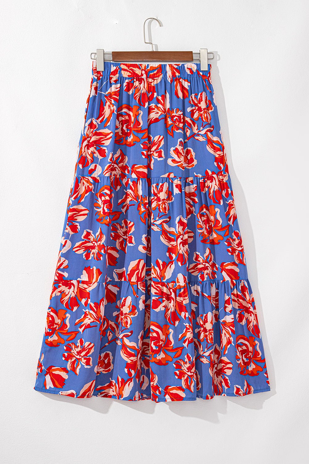 Boho Floral Side Slit Tiered Maxi Skirt - Rooted & Reckless Co.