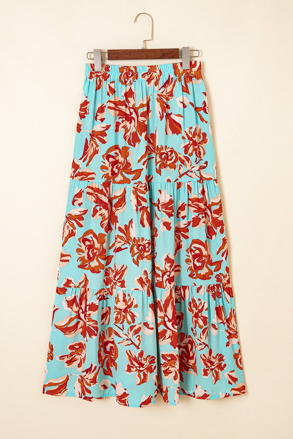 Boho Floral Side Slit Tiered Maxi Skirt - Rooted & Reckless Co.
