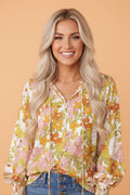 Boho Floral Smocked Puff Sleeve Blouse - Rooted & Reckless Co.