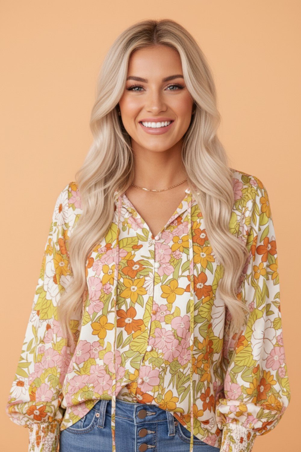 Boho Floral Smocked Puff Sleeve Blouse - Rooted & Reckless Co.