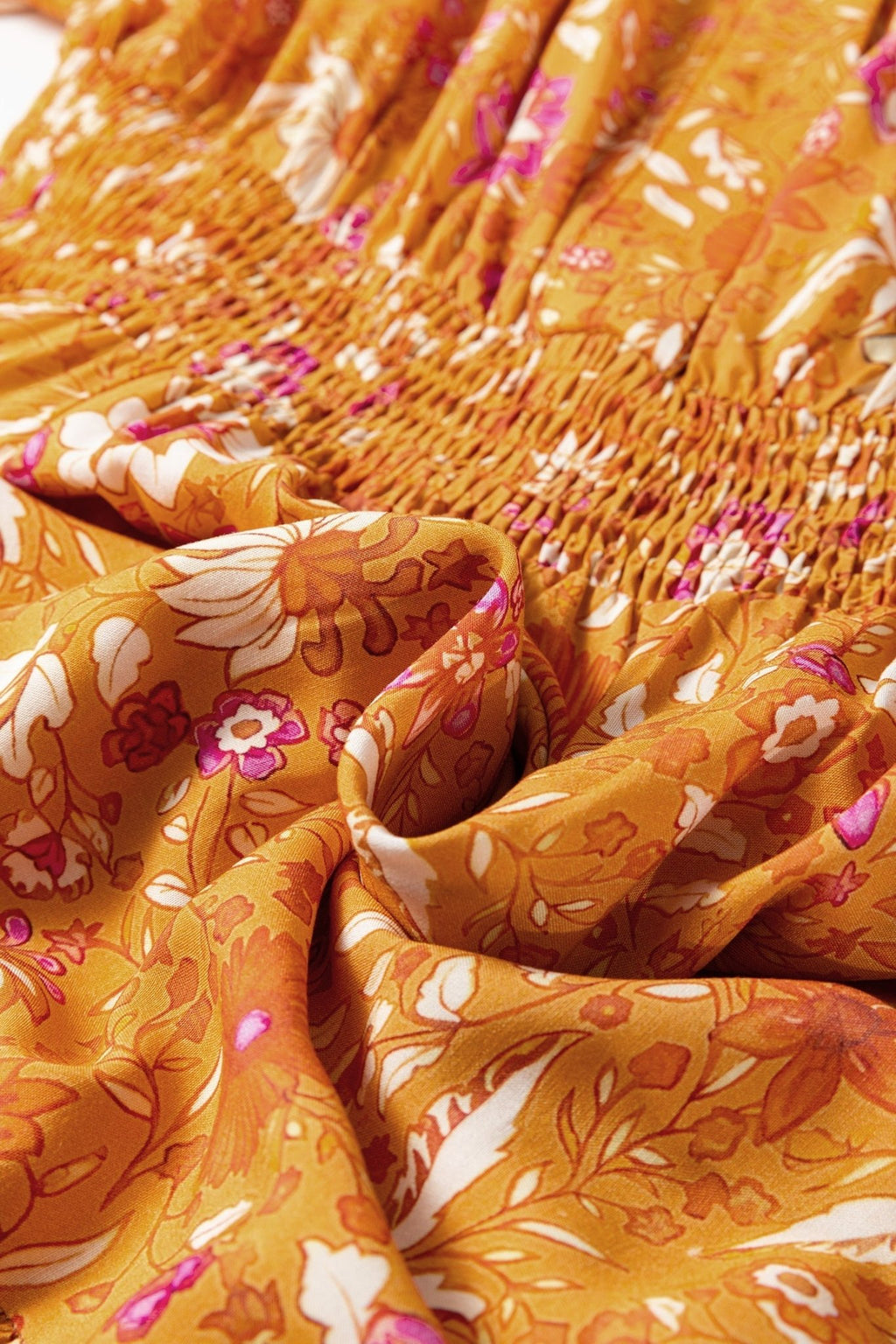 Boho Floral Smocked Waist Long Sleeve Maxi Dress - Rooted & Reckless Co.