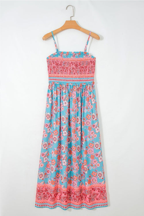 Boho Floral Spaghetti Strap Vacation Maxi Dress - Rooted & Reckless Co.