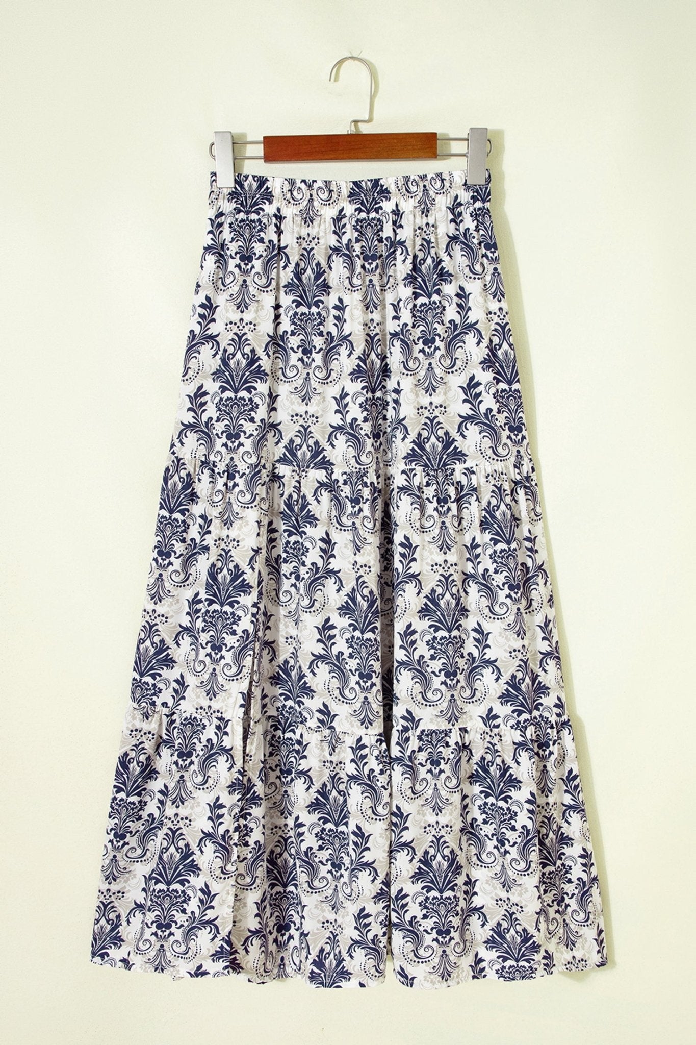 Boho Floral Tiered Maxi Skirt Split - Rooted & Reckless Co.