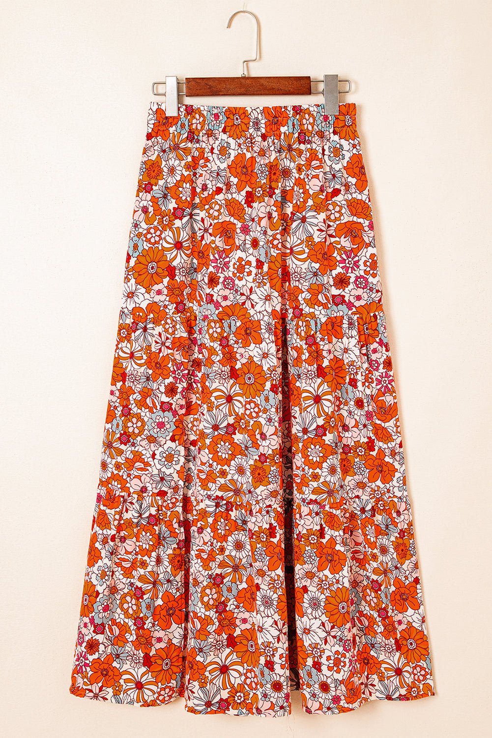 Boho Floral Tiered Maxi Skirt Split - Rooted & Reckless Co.